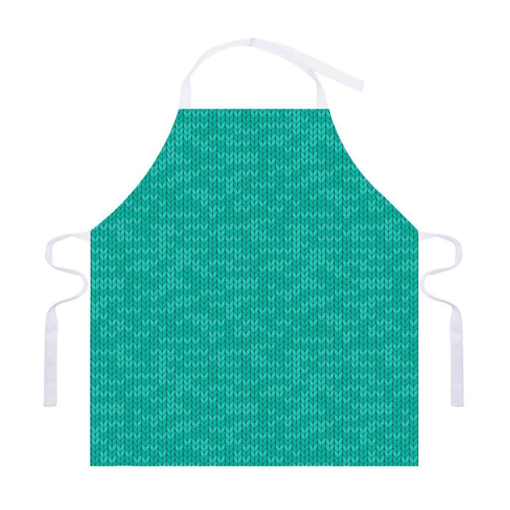 Turquoise Knitted Pattern Print Adjustable Apron