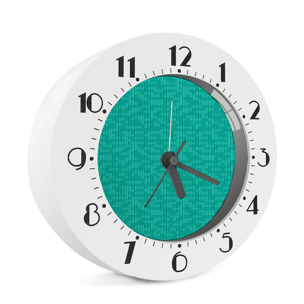 Turquoise Knitted Pattern Print Alarm Clock