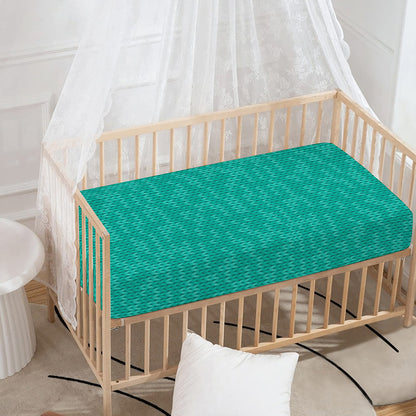 Turquoise Knitted Pattern Print Baby Crib Sheet