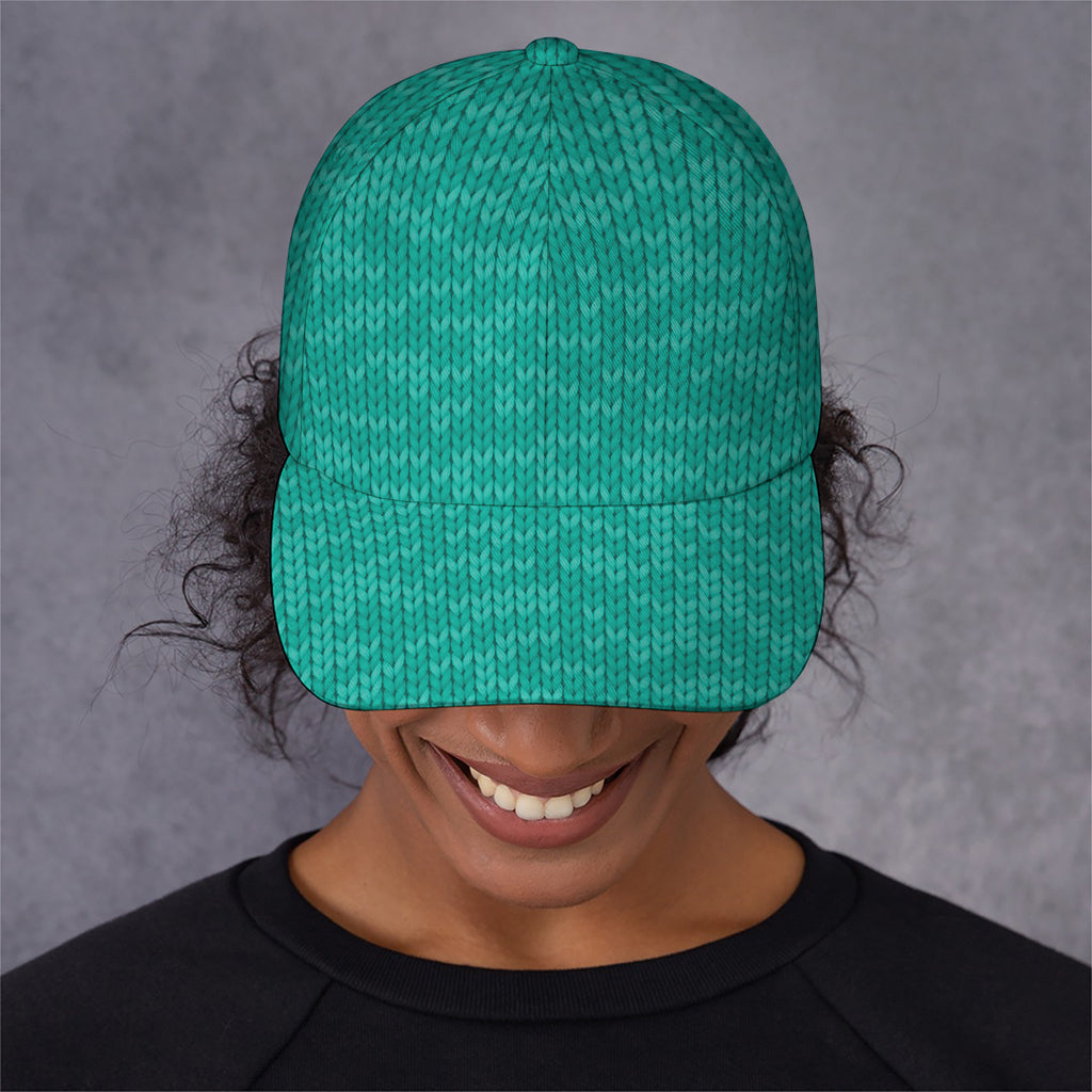 Turquoise Knitted Pattern Print Baseball Cap