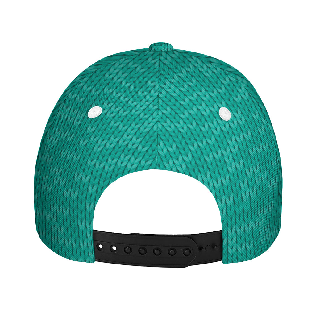 Turquoise Knitted Pattern Print Baseball Cap