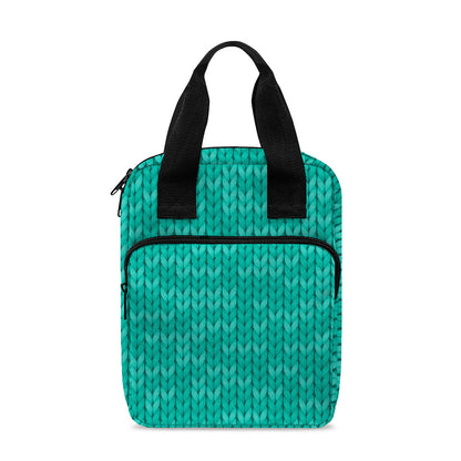 Turquoise Knitted Pattern Print Bible Tote Bag