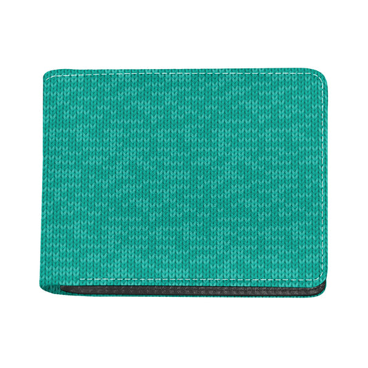 Turquoise Knitted Pattern Print Bifold Wallet