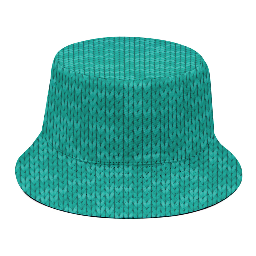 Turquoise Knitted Pattern Print Bucket Hat