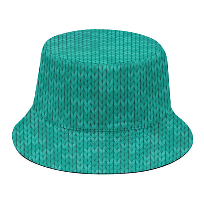 Turquoise Knitted Pattern Print Bucket Hat