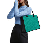 Turquoise Knitted Pattern Print Canvas Tote Bag