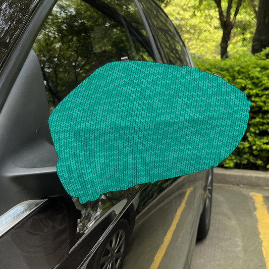 Turquoise Knitted Pattern Print Car Side Mirror Covers