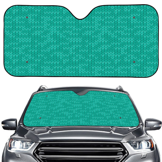 Turquoise Knitted Pattern Print Car Windshield Sun Shade