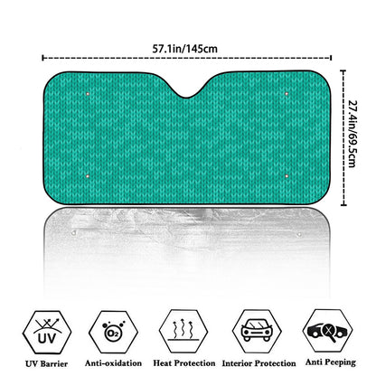 Turquoise Knitted Pattern Print Car Windshield Sun Shade