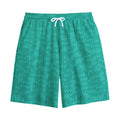 Turquoise Knitted Pattern Print Cotton Shorts