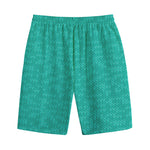 Turquoise Knitted Pattern Print Cotton Shorts