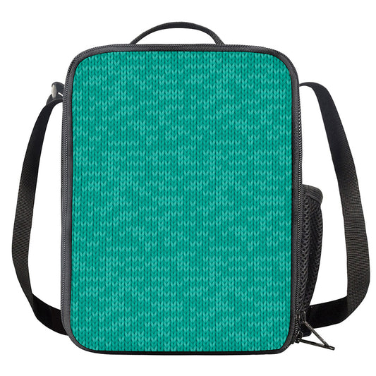 Turquoise Knitted Pattern Print Crossbody Lunch Bag