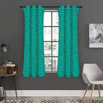 Turquoise Knitted Pattern Print Curtain