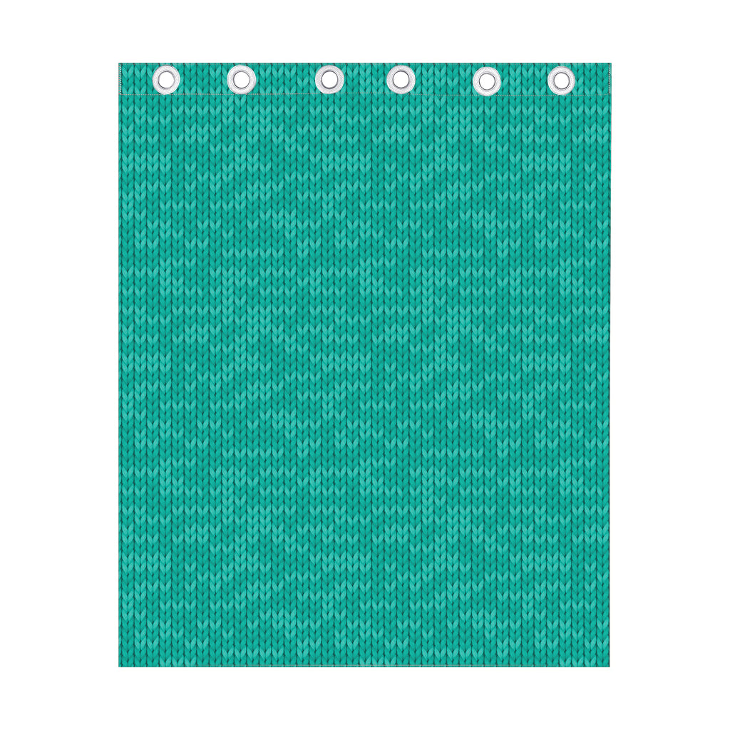 Turquoise Knitted Pattern Print Curtain