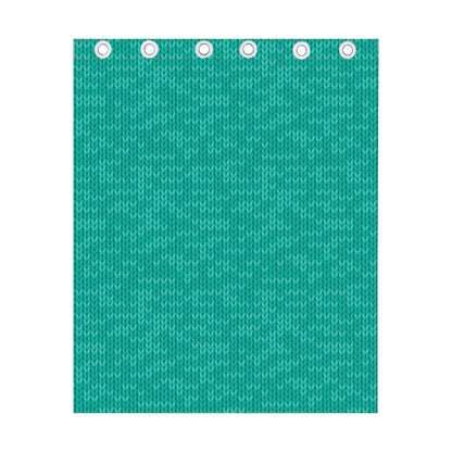 Turquoise Knitted Pattern Print Curtain