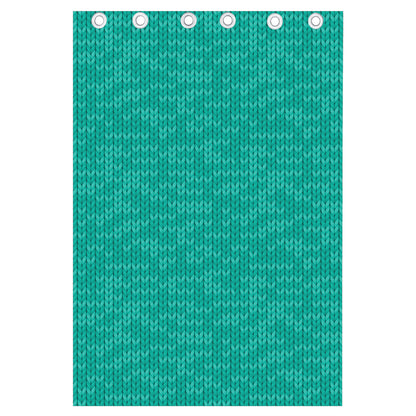 Turquoise Knitted Pattern Print Curtain