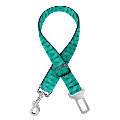 Turquoise Knitted Pattern Print Dog Seat Belt