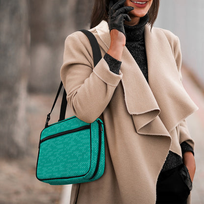 Turquoise Knitted Pattern Print Double Strap Bible Bag