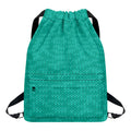 Turquoise Knitted Pattern Print Drawstring Backpack