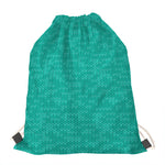 Turquoise Knitted Pattern Print Drawstring Bag