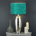 Turquoise Knitted Pattern Print Drum Lamp Shade
