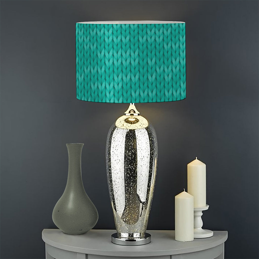 Turquoise Knitted Pattern Print Drum Lamp Shade