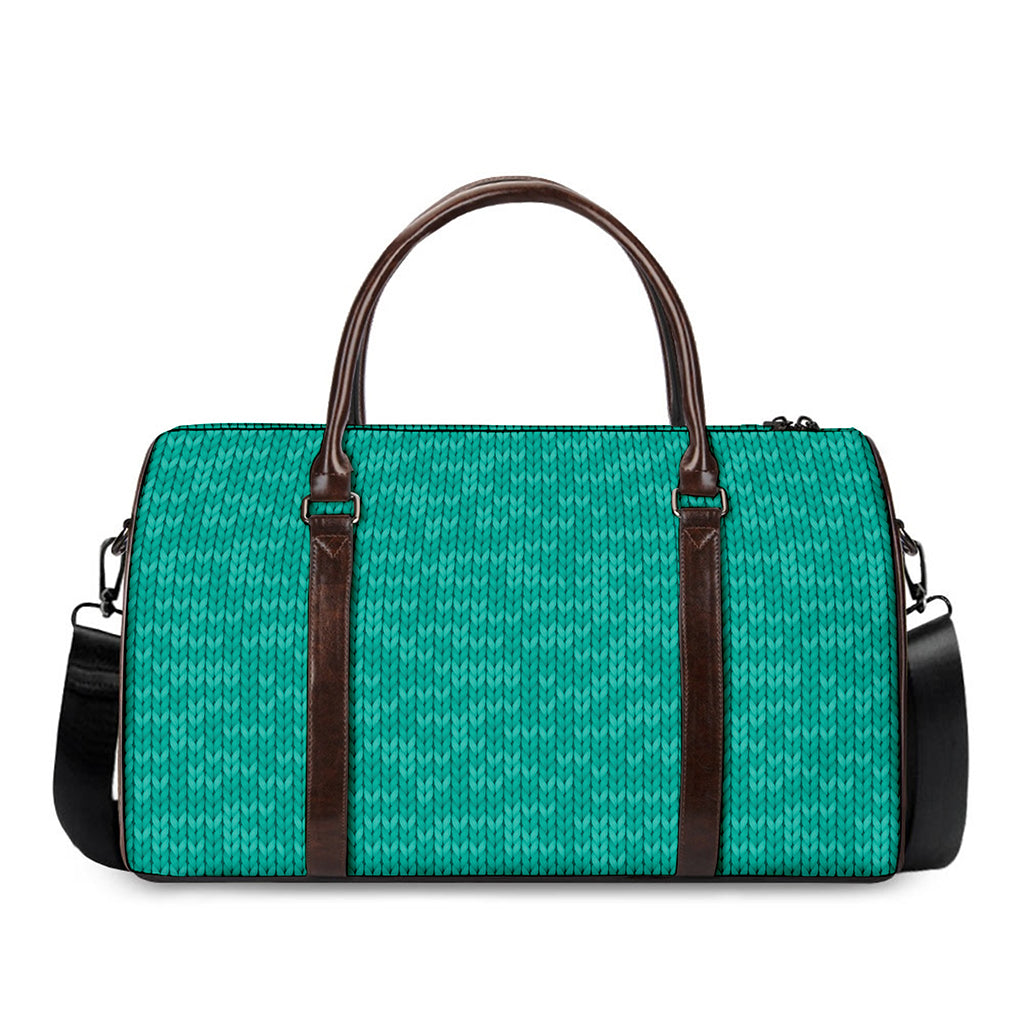 Turquoise Knitted Pattern Print Duffle Bag