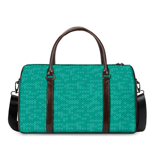 Turquoise Knitted Pattern Print Duffle Bag