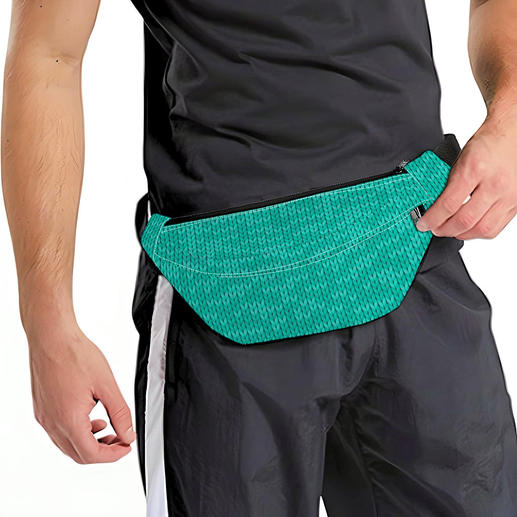 Turquoise Knitted Pattern Print Fanny Pack