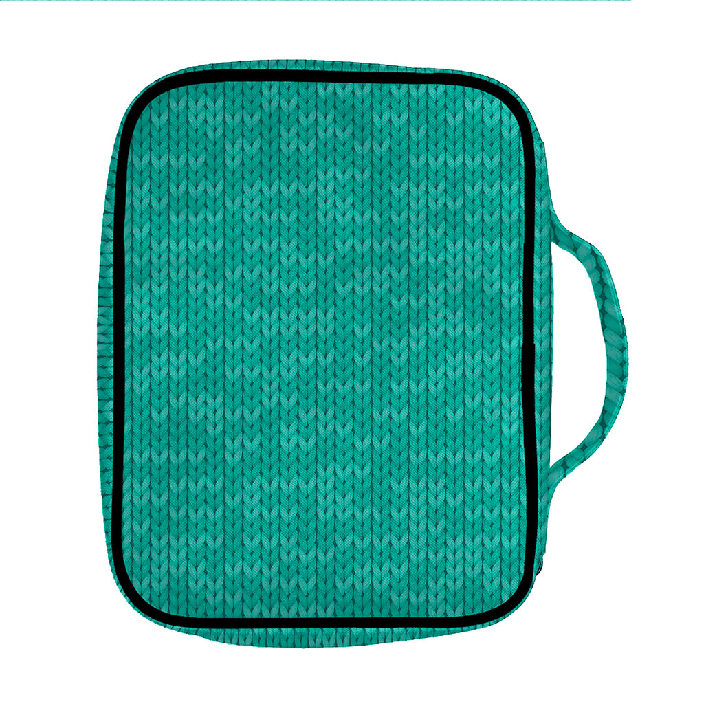 Turquoise Knitted Pattern Print Front Pocket Bible Bag