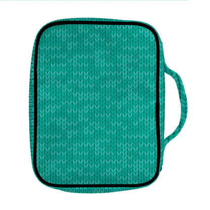 Turquoise Knitted Pattern Print Front Pocket Bible Bag