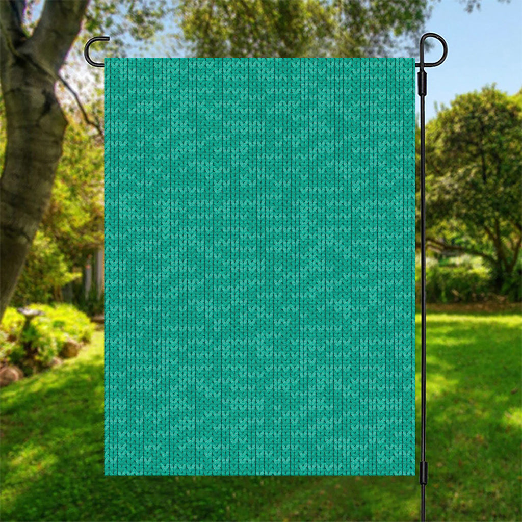 Turquoise Knitted Pattern Print Garden Flag