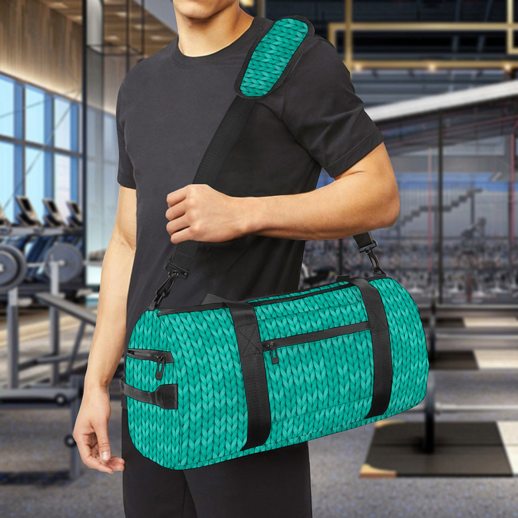 Turquoise Knitted Pattern Print Gym Bag