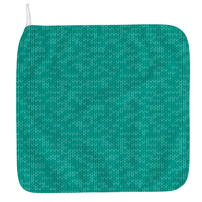 Turquoise Knitted Pattern Print Hand Towel