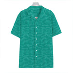 Turquoise Knitted Pattern Print Hawaiian Shirt