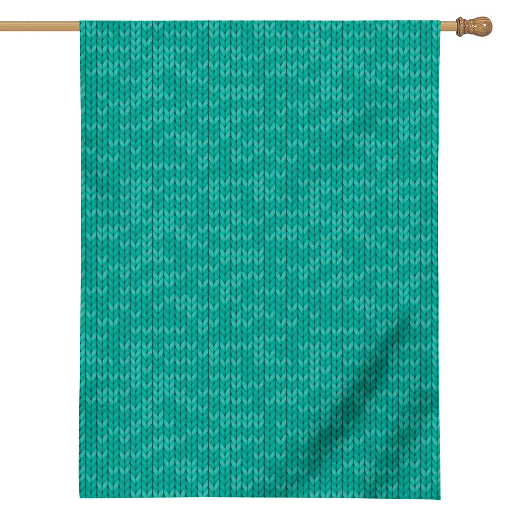 Turquoise Knitted Pattern Print House Flag