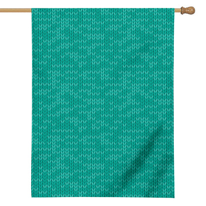 Turquoise Knitted Pattern Print House Flag