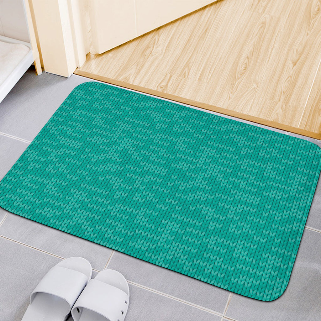 Turquoise Knitted Pattern Print Indoor Door Mat
