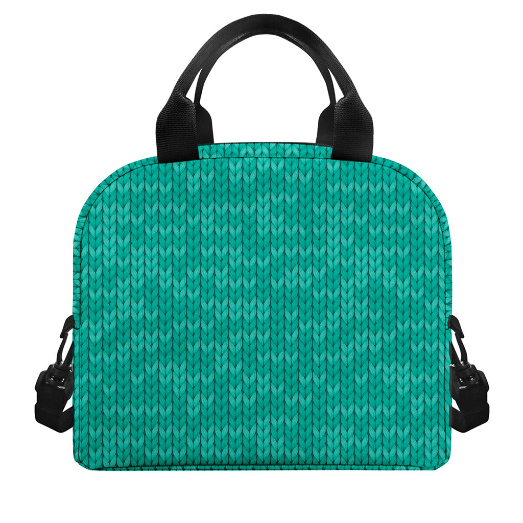 Turquoise Knitted Pattern Print Insulated Lunch Bag