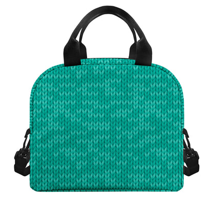 Turquoise Knitted Pattern Print Insulated Lunch Bag