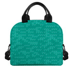 Turquoise Knitted Pattern Print Insulated Lunch Bag