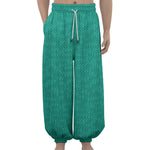 Turquoise Knitted Pattern Print Lantern Pants