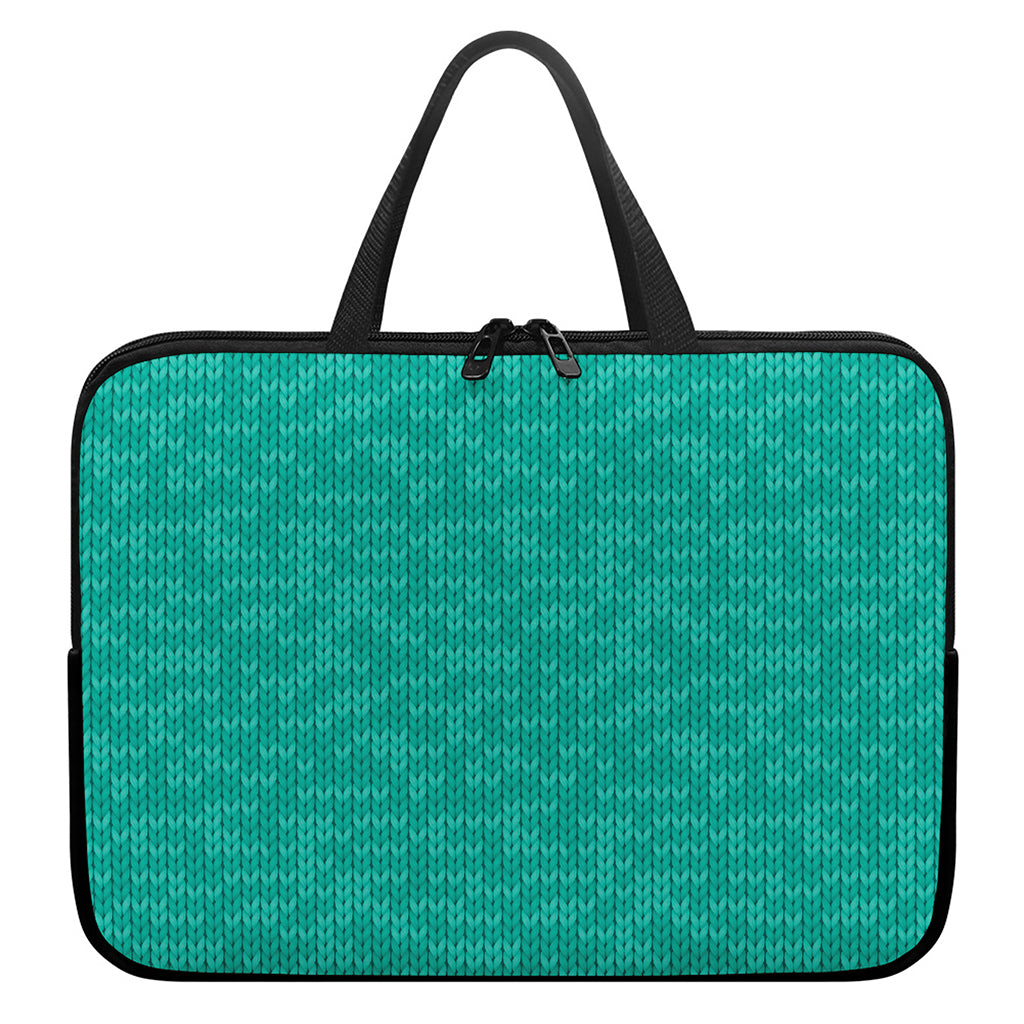 Turquoise Knitted Pattern Print Laptop Sleeve With Handle