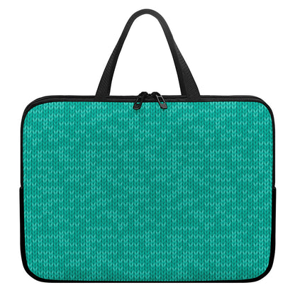 Turquoise Knitted Pattern Print Laptop Sleeve With Handle