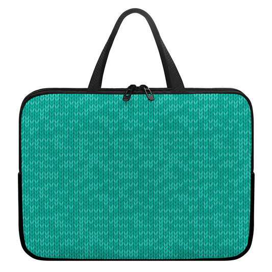 Turquoise Knitted Pattern Print Laptop Sleeve With Handle
