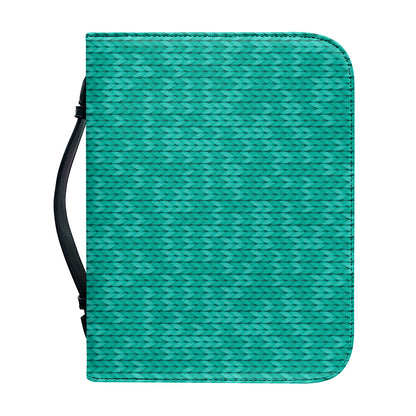 Turquoise Knitted Pattern Print Leather Bible Cover