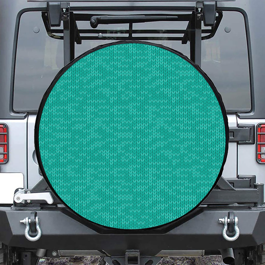 Turquoise Knitted Pattern Print Leather Spare Tire Cover