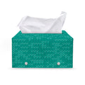 Turquoise Knitted Pattern Print Leather Tissue Box Cover