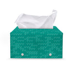 Turquoise Knitted Pattern Print Leather Tissue Box Cover