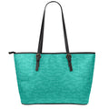 Turquoise Knitted Pattern Print Leather Tote Bag With Zipper